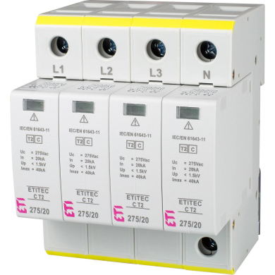 Обмежувач перенапруги ETI ETITEC C T2 275/20 (4+0) 4p