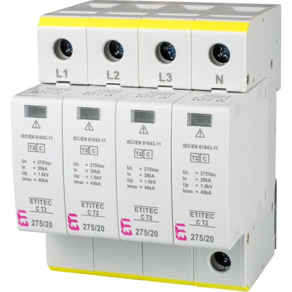 Обмежувач перенапруги ETI ETITEC C T2 275/20 (4+0) 4p