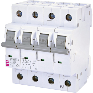 Автоматичний вимикач ETI ETIMAT 6 3p+N C 25 А (6 kA) (2146518)