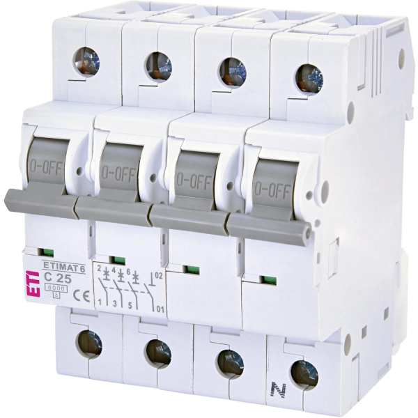 Автоматичний вимикач ETI ETIMAT 6 3p+N C 25 А (6 kA) (2146518)