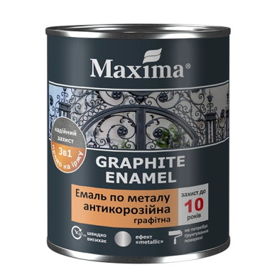 Емаль антикорозійна по металу 3 в 1 графітна Maxima 2,3кг