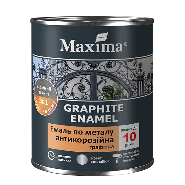 Емаль антикорозійна по металу 3 в 1 графітна Maxima 2,3кг
