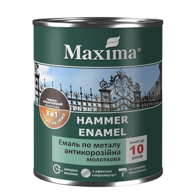 Эмаль антикоррозийная по металлу 3 в 1, молотковая 2,3л.